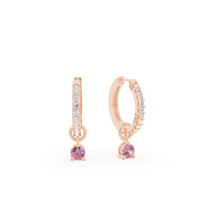Tourmaline Prong Set Hoop Earring Charm