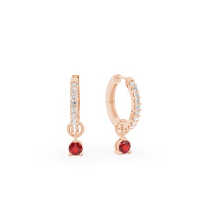 Ruby Prong Set Hoop Earring Charm