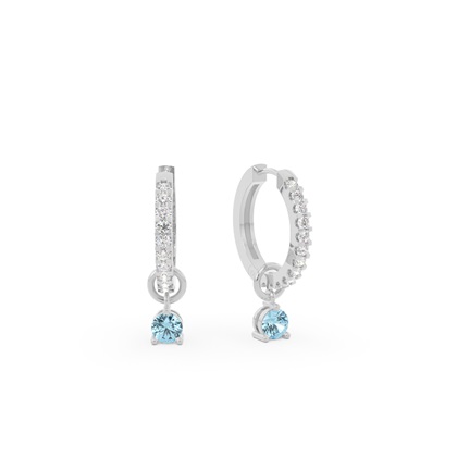 Aquamarine Prong Set Hoop Earring Charm