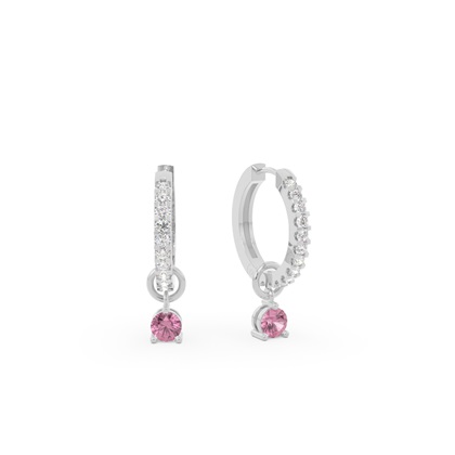 Tourmaline Prong Set Hoop Earring Charm
