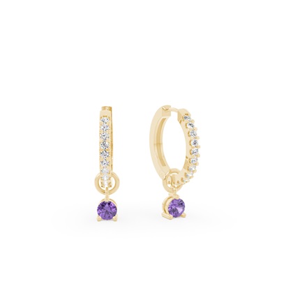 Amethyst Prong Set Hoop Earring Charm