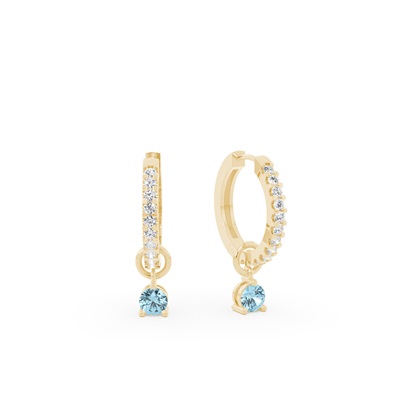 Aquamarine Prong Set Hoop Earring Charm