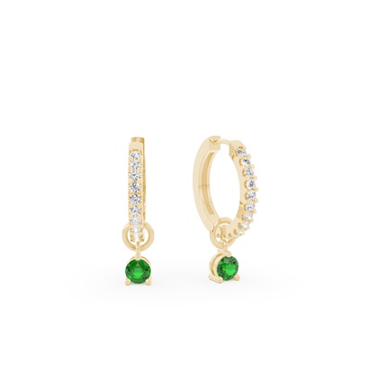 Emerald Prong Set Hoop Earring Charm