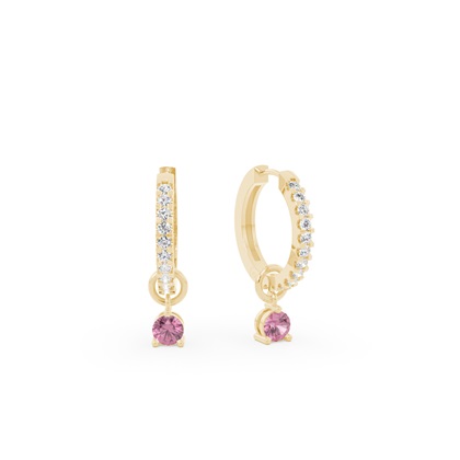 Tourmaline Prong Set Hoop Earring Charm