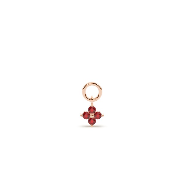 Ruby Cluster Hoop Earring Charm