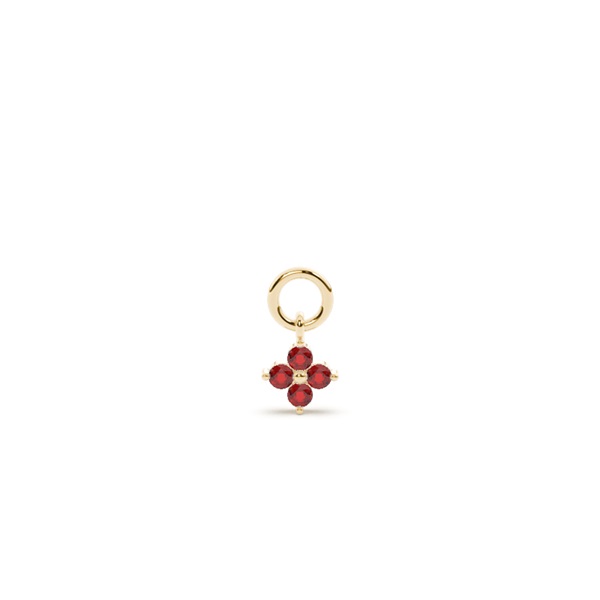 Ruby Cluster Hoop Earring Charm