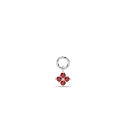 Ruby Cluster Hoop Earring Charm