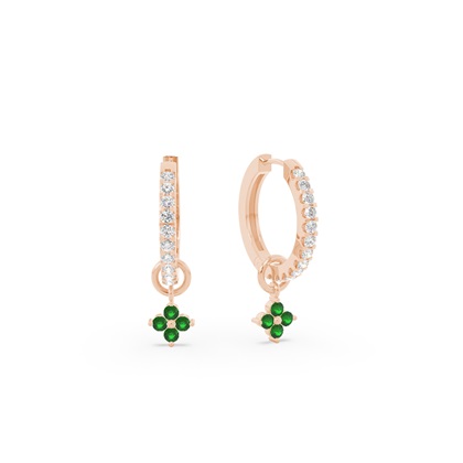Emerald Cluster Hoop Earring Charm