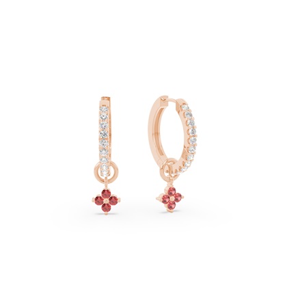 Garnet Cluster Hoop Earring Charm