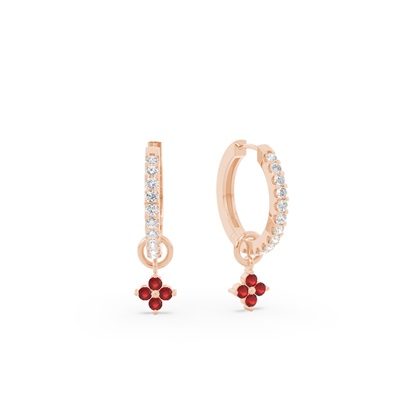 Ruby Cluster Hoop Earring Charm