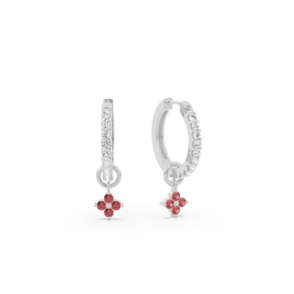 Garnet Cluster Hoop Earring Charm