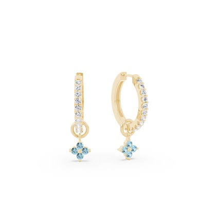 Aquamarine Cluster Hoop Earring Charm