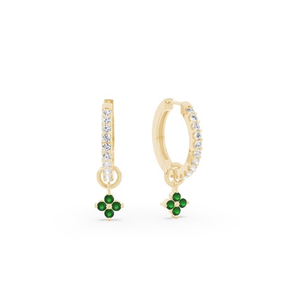 Emerald Cluster Hoop Earring Charm