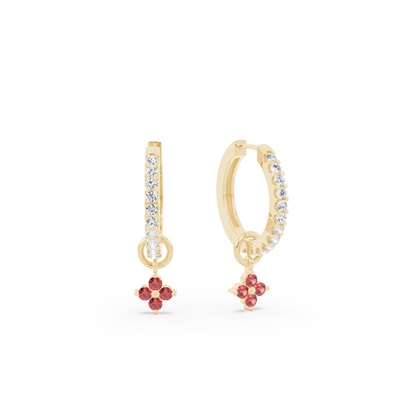 Garnet Cluster Hoop Earring Charm