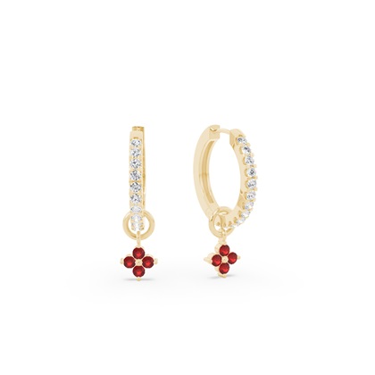 Ruby Cluster Hoop Earring Charm
