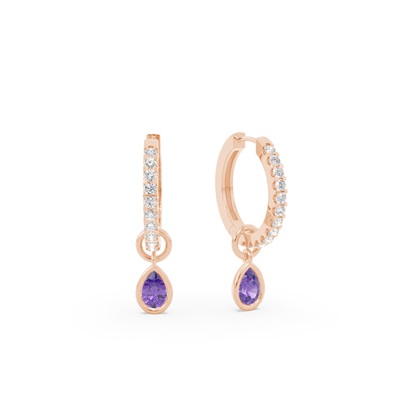 Tropfenform Amethyst Creolen Ohrring Anhänger