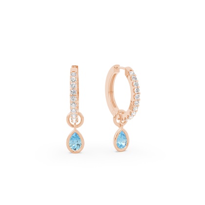 Tropfenform Aquamarin Creolen Ohrring Anhänger