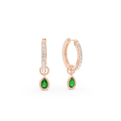 Tropfenform Smaragd Creolen Ohrring Anhänger