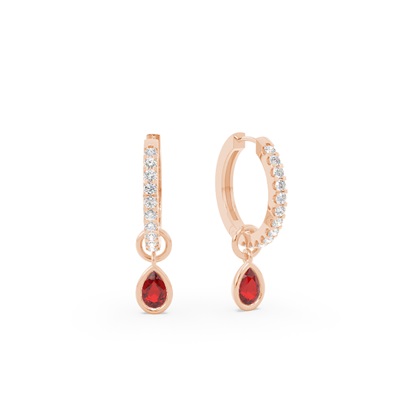 Tropfenform Rubin Creolen Ohrring Anhänger