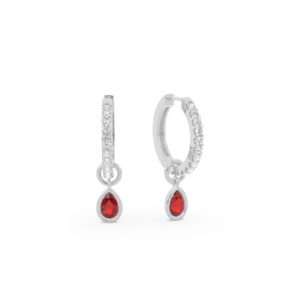 Tropfenform Rubin Creolen Ohrring Anhänger