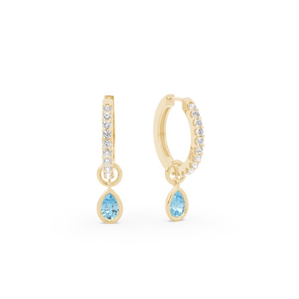 Tropfenform Aquamarin Creolen Ohrring Anhänger