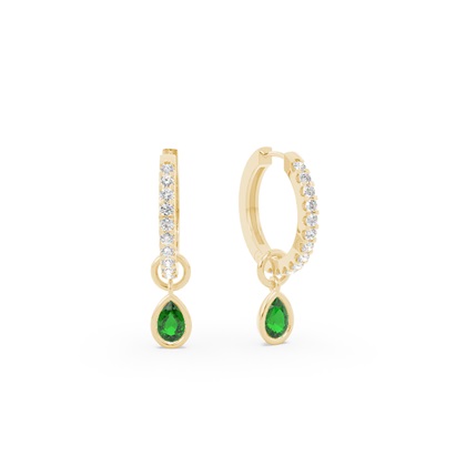 Tropfenform Smaragd Creolen Ohrring Anhänger