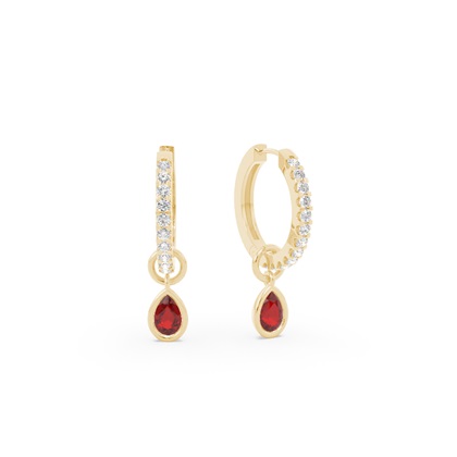 Tropfenform Rubin Creolen Ohrring Anhänger