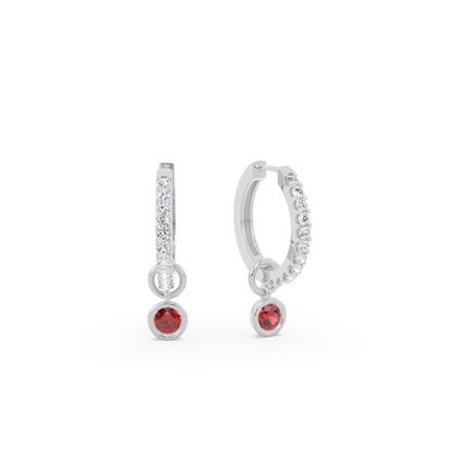 Garnet Hoop Earring Charm