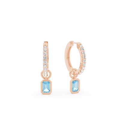 Tropfenform Aquamarin Creolen Ohrring Anhänger