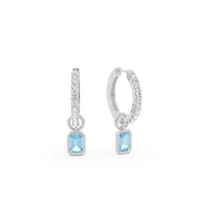 Tropfenform Aquamarin Creolen Ohrring Anhänger