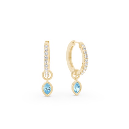 Tropfenform Aquamarin Creolen Ohrring Anhänger