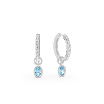 Tropfenform Aquamarin Creolen Ohrring Anhänger