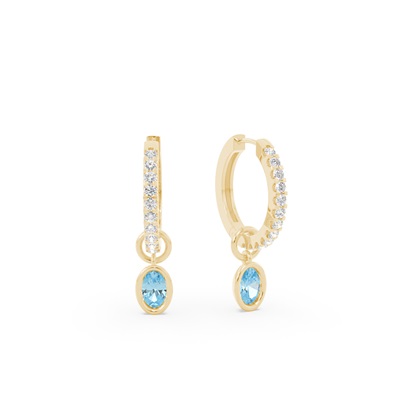 Tropfenform Aquamarin Creolen Ohrring Anhänger