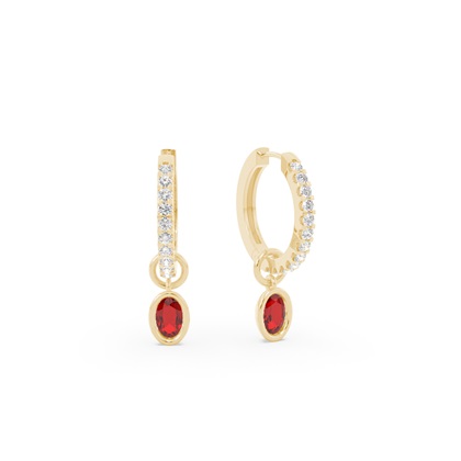 Tropfenform Rubin Creolen Ohrring Anhänger