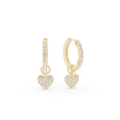 Herz Creolen Ohrring Anhänger in  Pavefassung