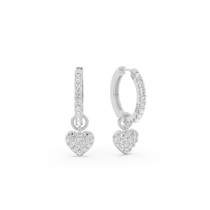 Pave Set Heart Hoop Earring Charm