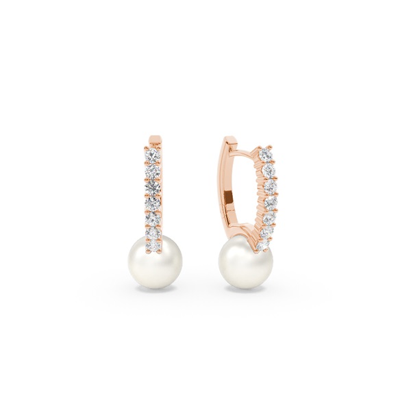 Freshwater Pearl Diamond Hoop Earrings