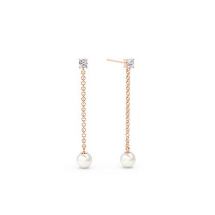Freshwater Pearl Diamond Accented Drop Earrings