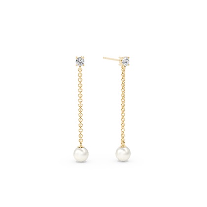 Freshwater Pearl Diamond Accented Drop Earrings