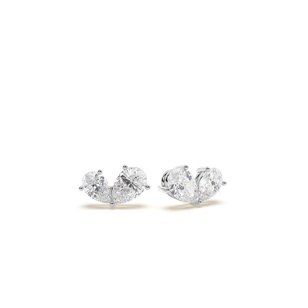Toi Et Moi Sweetheart Diamond Stud Earrings