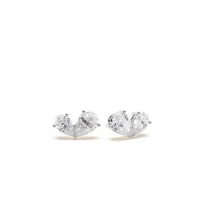 Toi Et Moi Sweetheart Diamond Stud Earrings