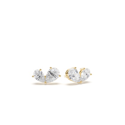 Toi Et Moi Sweetheart Diamond Stud Earrings