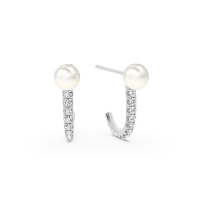 Freshwater Pearl J Hoop Earrings