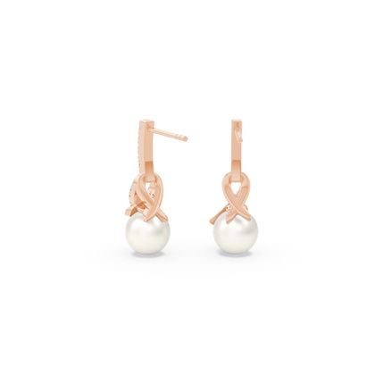 Freshwater Pearl Diamond Accented Swirl Earrings