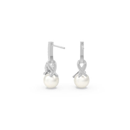 Freshwater Pearl Diamond Accented Swirl Earrings