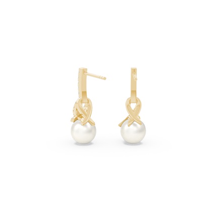 Freshwater Pearl Diamond Accented Swirl Earrings