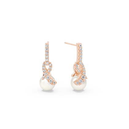 Orecchini A Spirale Con Diamanti E Perle D'Acqua Dolce