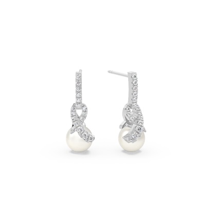 Orecchini A Spirale Con Diamanti E Perle D'Acqua Dolce