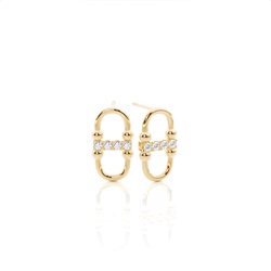 Interlink Diamond Stud Earring (Large)