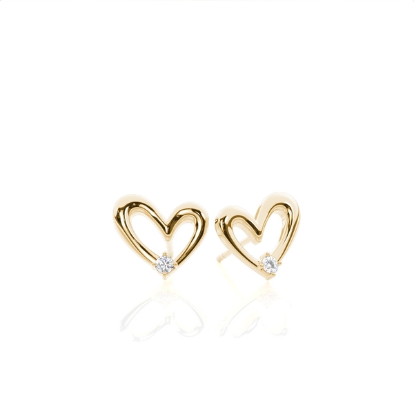 Zarte Herz-Steckerohrringe mit Diamanten